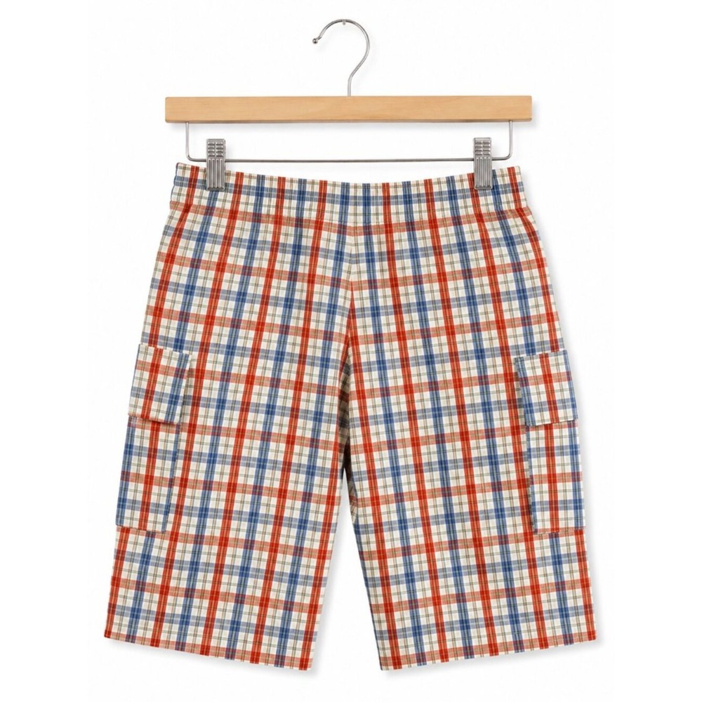Orient Expressed Boys Shorts Size 5 Red White Blue Plaid Pull On Pockets